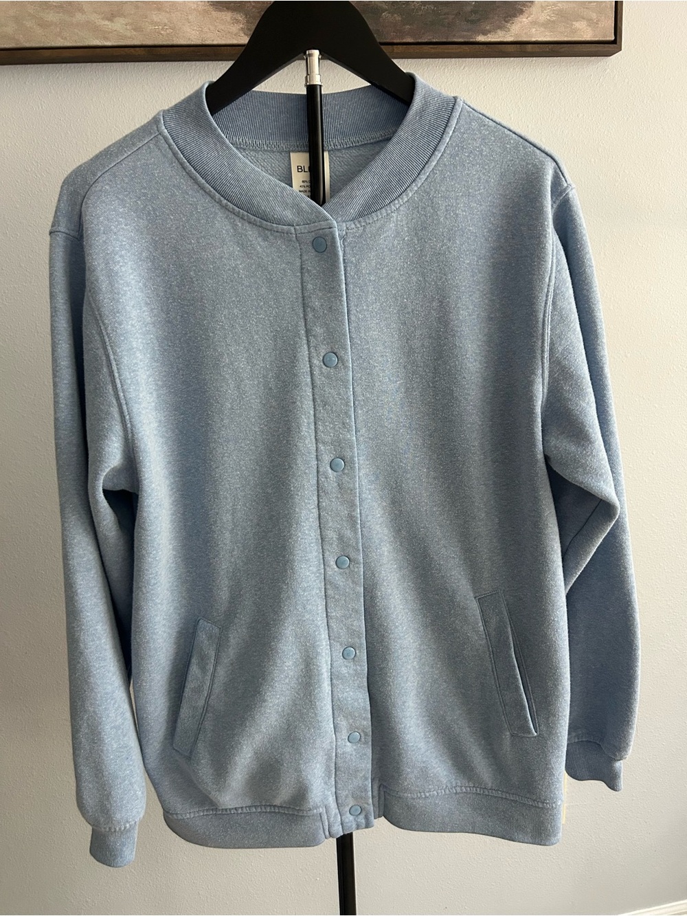 Blair Light Blue Bomber Jacket with Snap Front